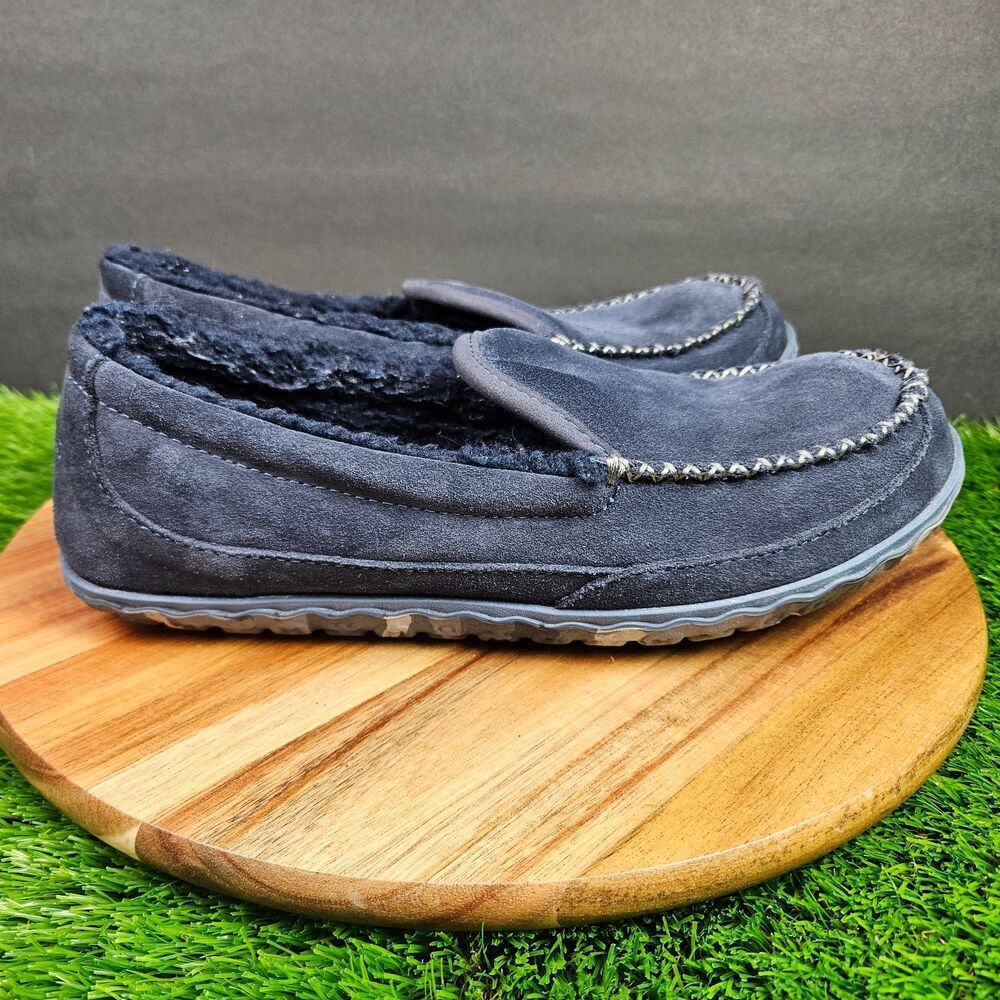 LL Bean Men's Blue Suede Fleece Lined‎ Mountain Moccasin Slippers Size 9 M